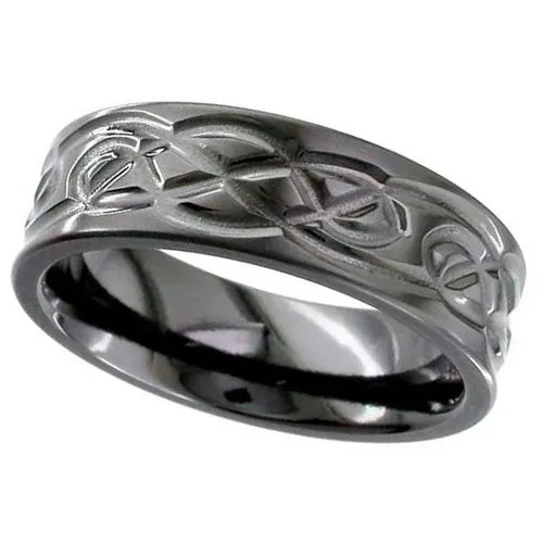Zirconium Ring with Celtic knot detail and Rounded Edges - 5-12mm